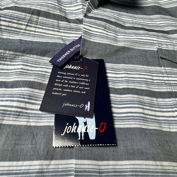 NWT johnnie-O Chandler Indigo Striped Long Sleeve Button-Down Shirt Medium - Picture 8 of 13